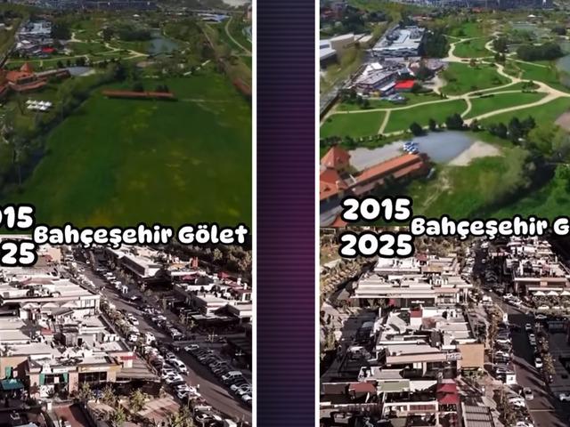 İstanbul'un gizli hazinesiydi... Bahçeşehir'in ortasındaki yemyeşil göletin seneler içindeki değişimi! Sitelere teslim oldu