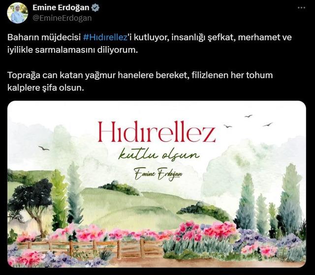 Emine Erdoğan'dan 'Hıdırellez' paylaşımı - Genel - Ankara - 