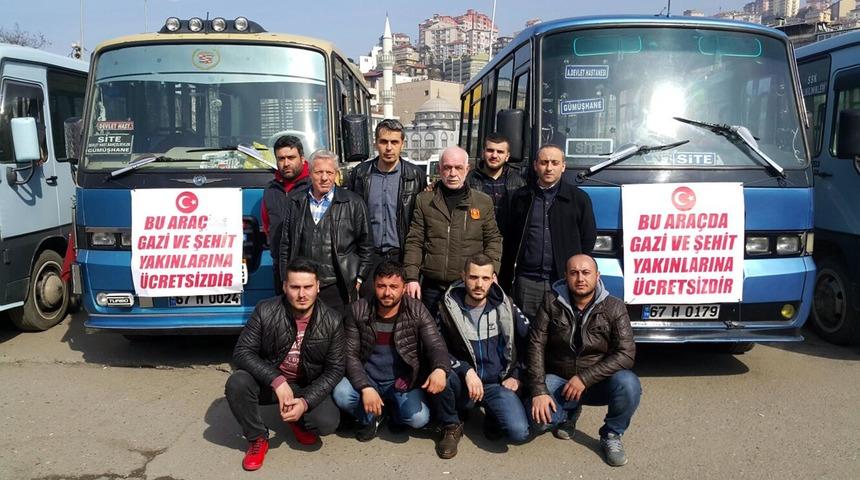 Dolmuş s&uuml;r&uuml;c&uuml;lerinden şehit yakınlarına ve gazilere destek