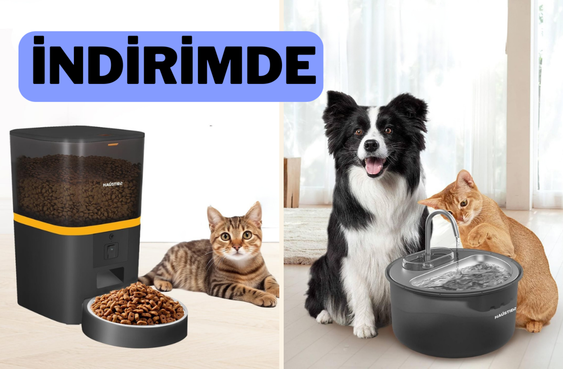 Seyahatteyken bile içiniz rahat olacak! Haustier QQ005 Akıllı Otomatik Mama Kabı indirime girdi