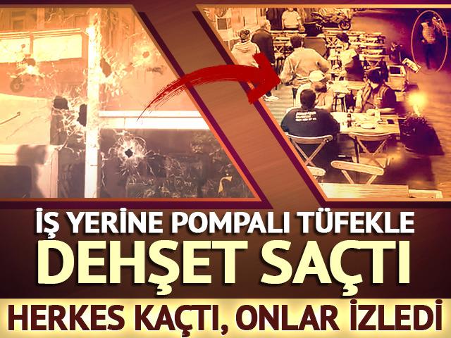 İş yerinin camına pompalı tüfekle dehşet saçtı! Herkes kaçtı, onlar izledi