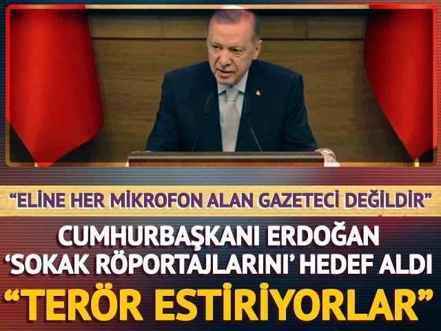 Cumhurbaşkanı Erdoğan, "Eline her mikrofon, kamera alan gazeteci değildir" diyerek 'Sokak röportajlarını' hedef aldı! "Milleti provoke eden hiç kimse gazeteci olamaz"
