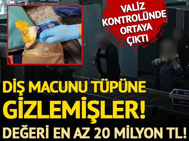 Valiz kontrolünde ortaya çıktı: Diş macunu tüpüne gizlemişler! Değeri en az 20 milyon TL