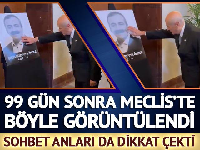 Fotoğrafa dokunup rahmet diledi! Bahçeli 99 gün sonra Meclis'te: DEM Parti'ye taziye ziyareti