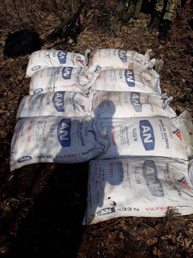 Bitlis'te, PKK'ya ait 750 kilo amonyum nitrat ele geçirildi