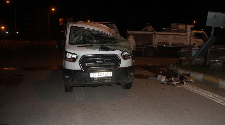 Konya'da arı kovanı yüklü kamyonet devrildi