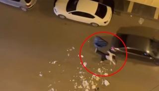Çöpleri yola döküp geçen araçlara saldırdı