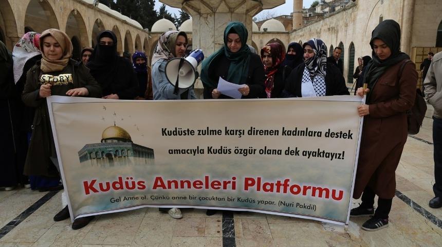 Şanlıurfalı kadınlardan Kud&uuml;s&rsquo;teki z&uuml;lme tepki