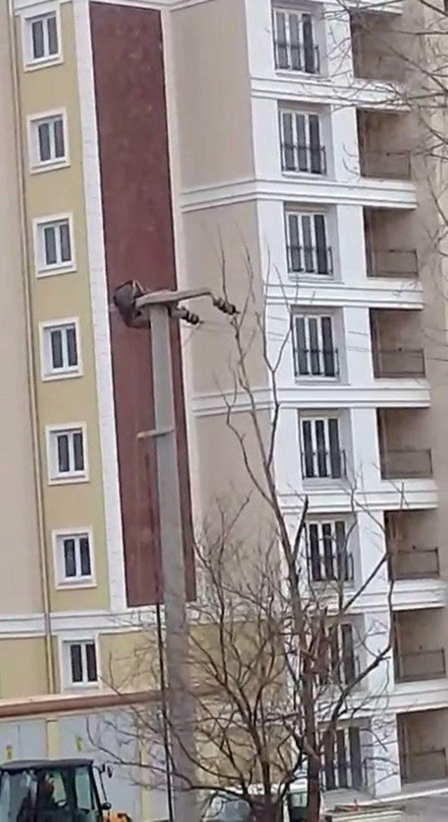 Elektrik işçileri metrelerce yükseklikteki direklerde ölümle dans ettiler