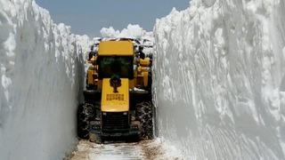Trabzon'da yayla yolunda karla mücadele çalışması