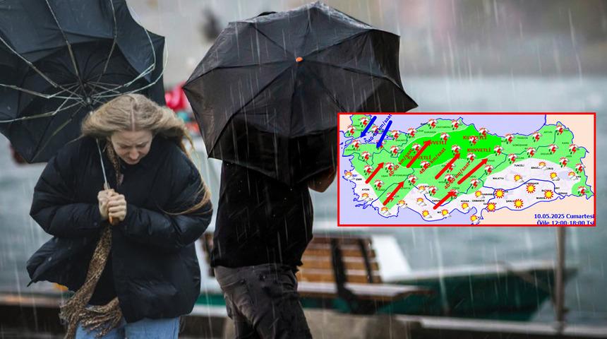 Meteoroloji'den hafta sonu uyarısı: 23 kent için sarı kodlu alarm! 10-14 Mayıs haritalı hava durumu