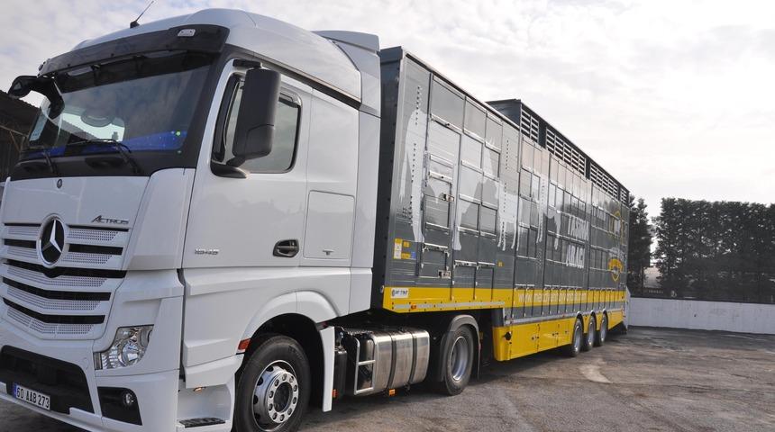 &Uuml;&ccedil; katlı canlı hayvan taşıma aracı yaptılar