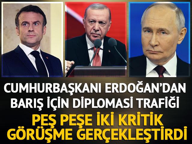 Cumhurbaşkanı Erdoğan'dan diplomasi trafiği! Macron'dan sonra Rusya Devlet Başkanı Putin ile görüştü... 