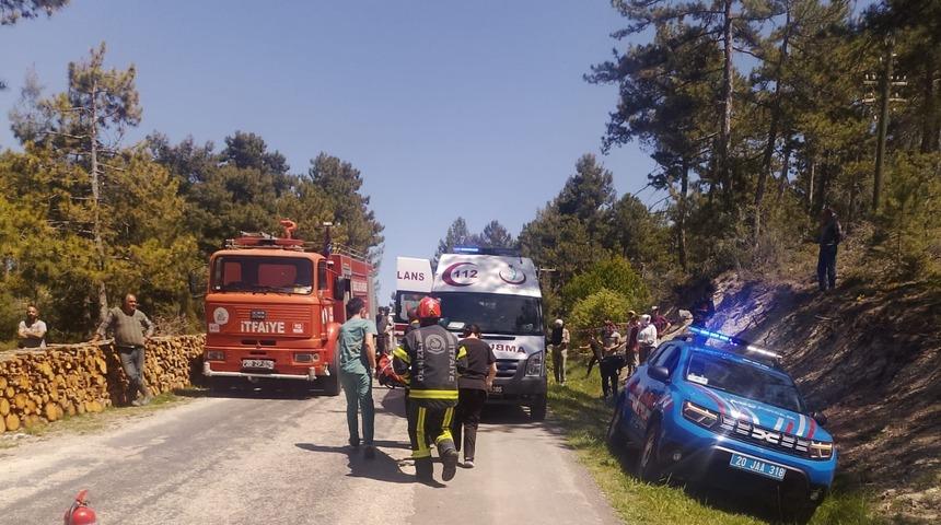 Odun sterine çarpan otomobil takla attı