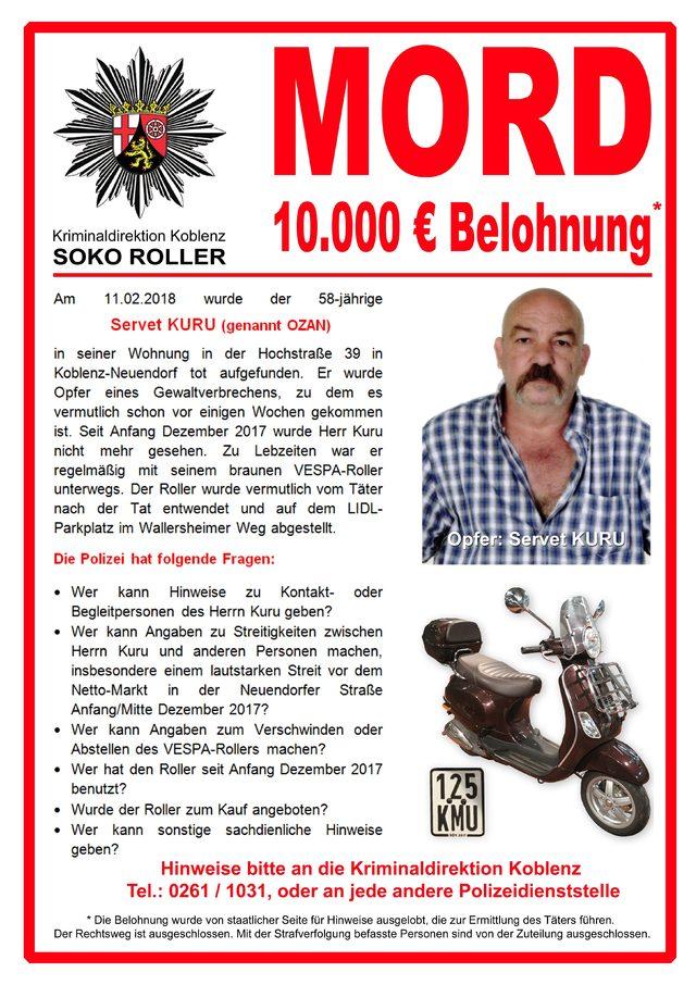 Alman polisi Servet Kuru'nun katilini yakalatana 10 bin euro ödül verecek