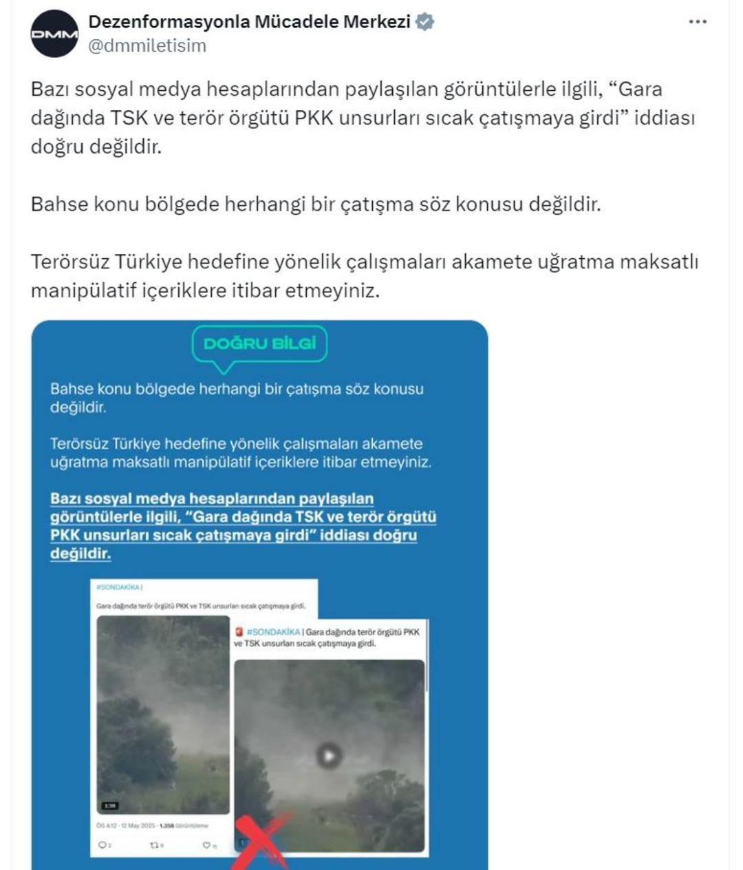 İletişim Başkanlığı ndan  terör örgütü PKK unsurları sıcak çatışmaya girdi  iddialarına yalanlama 1