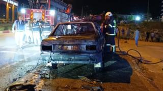 Alkollü sürücü otomobilini yaktı