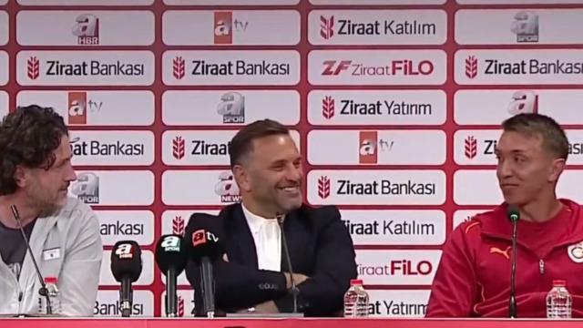 Basın toplantısına damga vuran an! Tüm salon kahkahaya boğuldu... Fatih Tekke'den Muslera'ya: Türkçe konuşsana