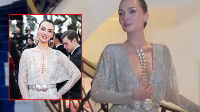 Birce Akalay Cannes Film Festivali'nde! Kıyafeti, saçı ve makyajı gündemde: Hiç olmamış ya