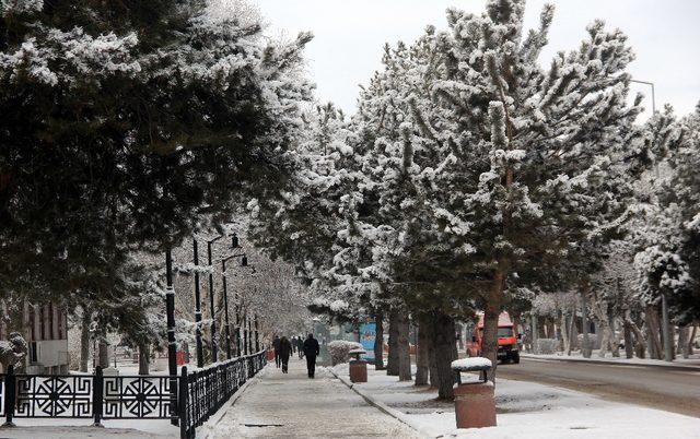 Erzurum güne karla uyandı