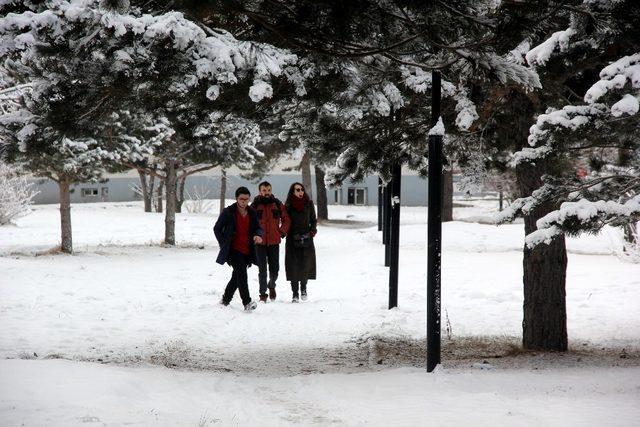 Erzurum güne karla uyandı