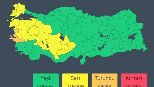 İçişleri Bakanlığı'ndan 18 kente 'sarı', 1 kente 'turuncu' kodlu uyarı