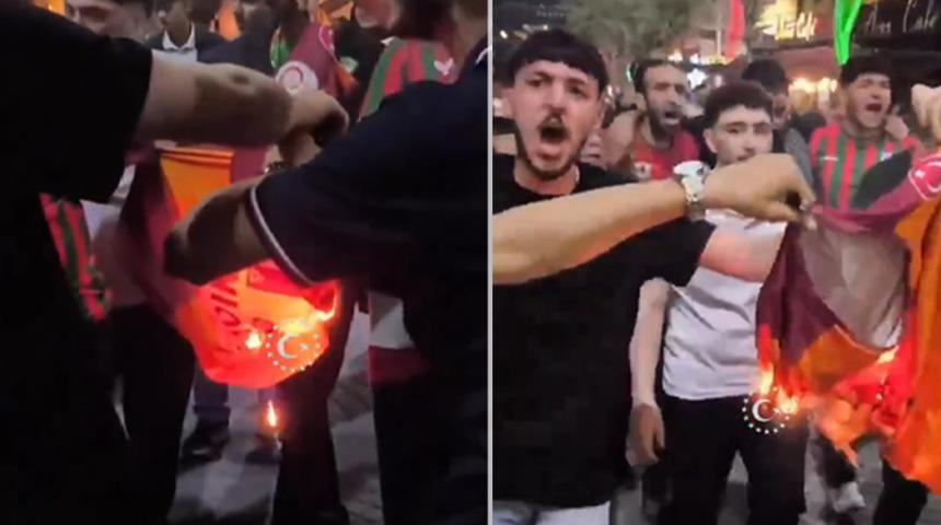 Amedspor taraftarı sokak ortasında Galatasaray formasını yaktı! Bir yandan da küfür ettiler...