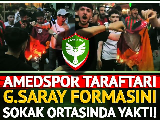 Amedspor taraftarı sokak ortasında Galatasaray formasını yaktı! Bir yandan da küfür ettiler...
