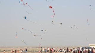 Yüzlerce uçurtma Suriye sınırında gökyüzünü süsledi