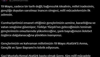 Cevdet Yılmaz'dan '19 Mayıs' mesajı