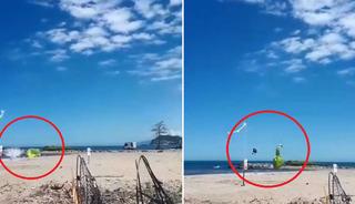 Kalkıştan kısa süre sonra paramotor denize düştü! İşte o anlar...