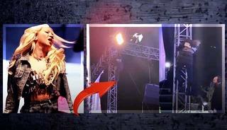 Sahne iskelesine tırmanıldı! Yürekler ağza geldi! Konser yarıda kesildi