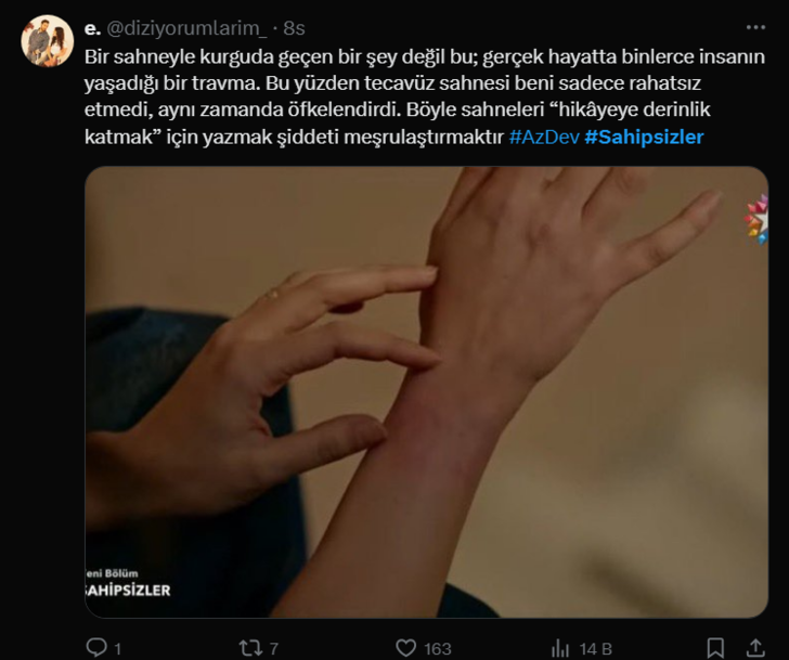 Sahipsizler dizisinde zorla birliktelik sahnesi tepki çekti! "Hiç yakışmamış diziye" G5