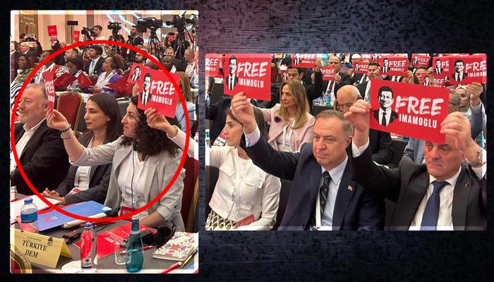  DEM Partililer 'Free İmamoğlu' pankartını kaldırmayınca...