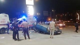 İki otomobilin çarpşıtığı kaza kamerada