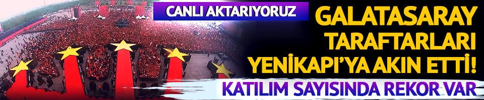 Galatasaray taraftarı şampiyonluğu kutluyor! Yenikapı'da rekor sayıda taraftar var!