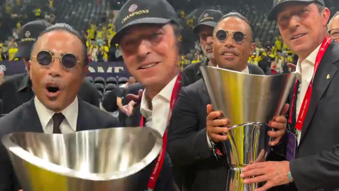 Nusret G&ouml;k&ccedil;e, Fenerbah&ccedil;e Beko'nun EuroLeague şampiyonluğunu sahada kutladı! Ahmet &Ccedil;akar isyan etti