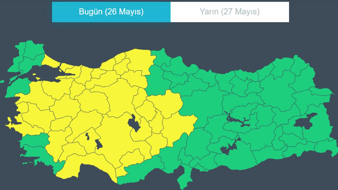 Meteoroloji uyardı! 34 kentte  sarı kodlu  alarm! Kuvvetli yağış, rüzgar ve toz taşınımı... 7