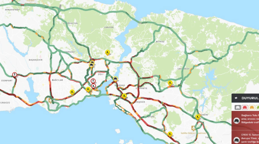 İstanbul'da haftanın ilk iş günü trafik yoğunluğu yüzde 80'e ulaştı