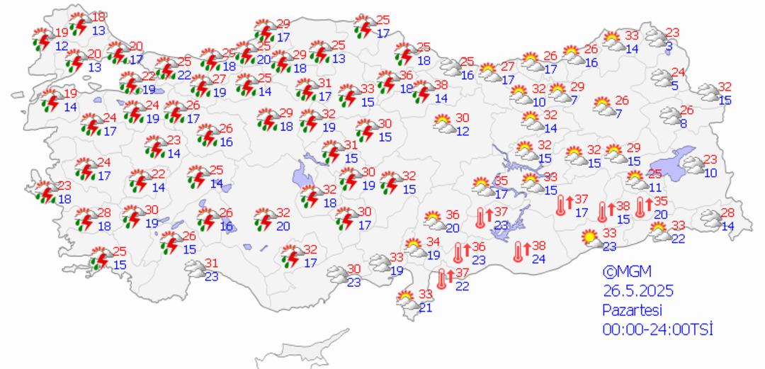 Meteoroloji uyardı! 34 kentte  sarı kodlu  alarm! Kuvvetli yağış, rüzgar ve toz taşınımı... 1