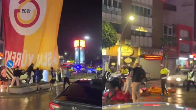 Yalova’da Fenerbahçe taraftarlarından Galatasaray bayraklarına saldırı