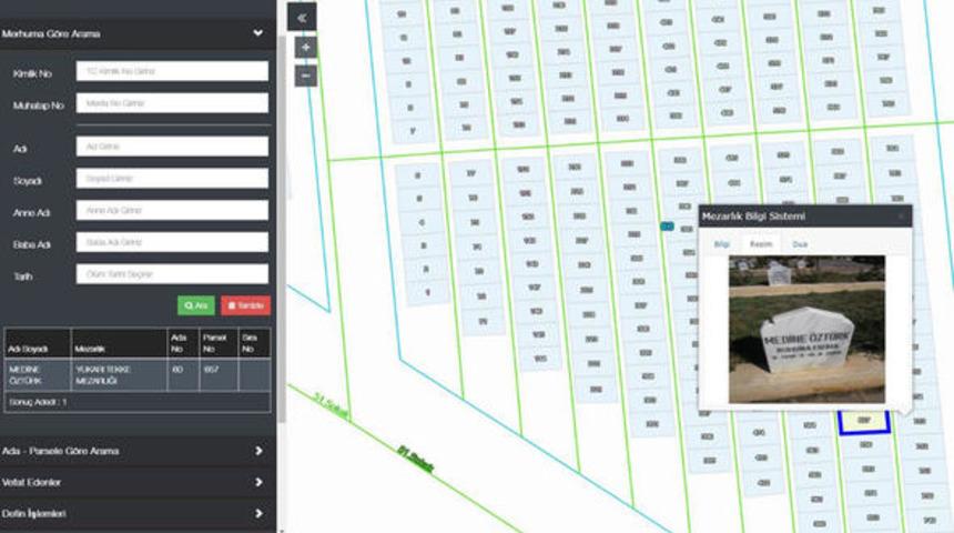 Mezar yeri sorgulama ekranı! E-Devlet'e rakip oldu, Sivas Belediyesi geliştirdi