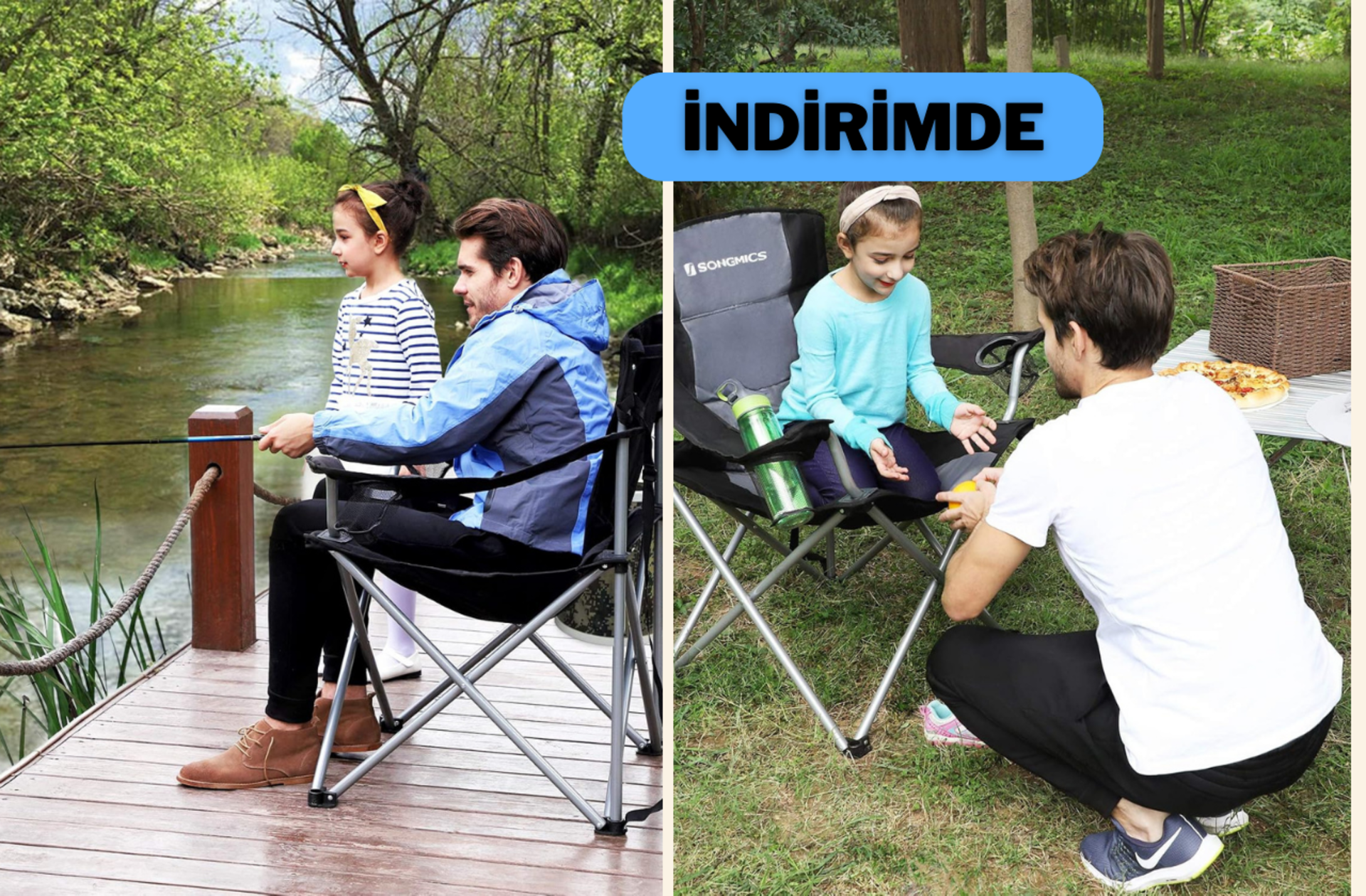 Kamp keyfinizi zirveye taşıyacak o sandalye: Songmics XL Köpük Yastıklı Katlanır Kamp Sandalyesi indirimde