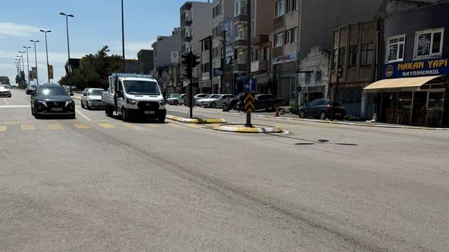 Mazotun sızdığı yolda kayan sürücü yaralandı