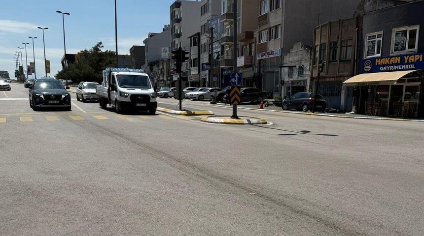 Mazotun sızdığı yolda kayan sürücü yaralandı