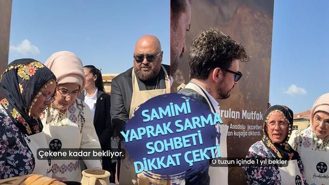 Cumhurbaşkanı Erdoğan'ın eşi Emine Erdoğan da yer aldı! Samimi yaprak sarma sohbeti dikkat çekti