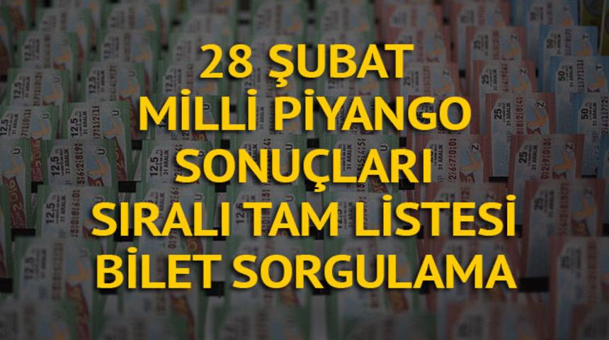 Milli Piyango sorgula - 28 Şubat Milli Piyango sonuçları sıralı tam liste (MPİ bilet sorgulama)