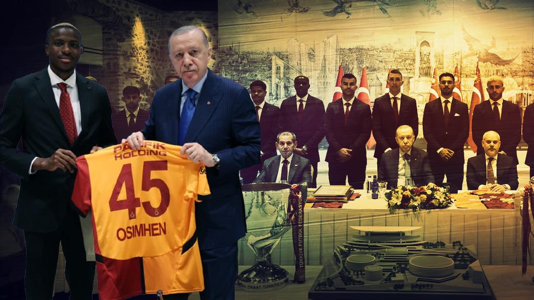Osimhen, Cumhurbaşkanı Erdoğan'la fotoğraf &ccedil;ekildi! Galatasaray'dan Dolmabah&ccedil;e'de kritik ziyaret