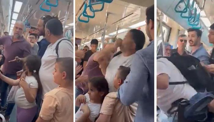 Marmaray’da çocuklarının yanında babaya yumruk