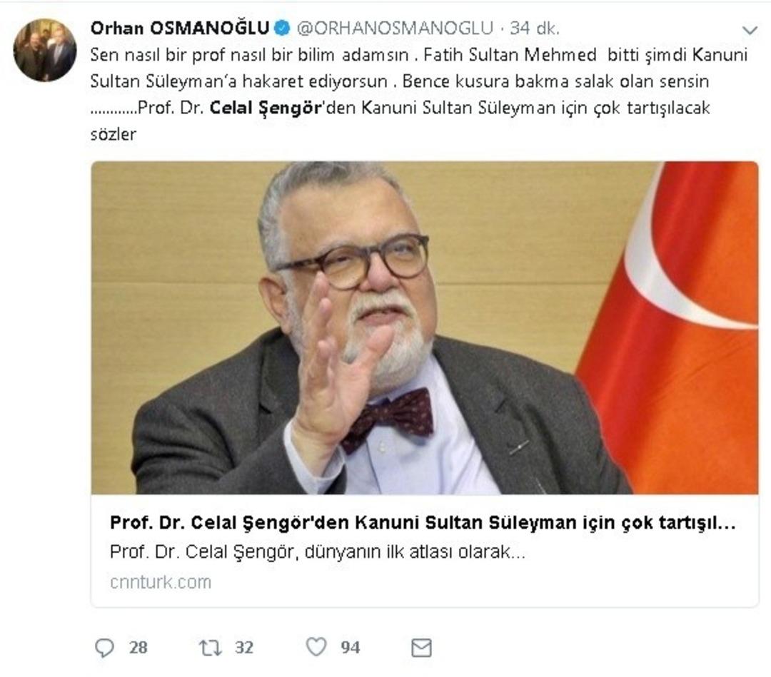Profes&ouml;r Celal Şeng&ouml;r&rsquo;e sosyal medyadan b&uuml;y&uuml;k tepki yağdı